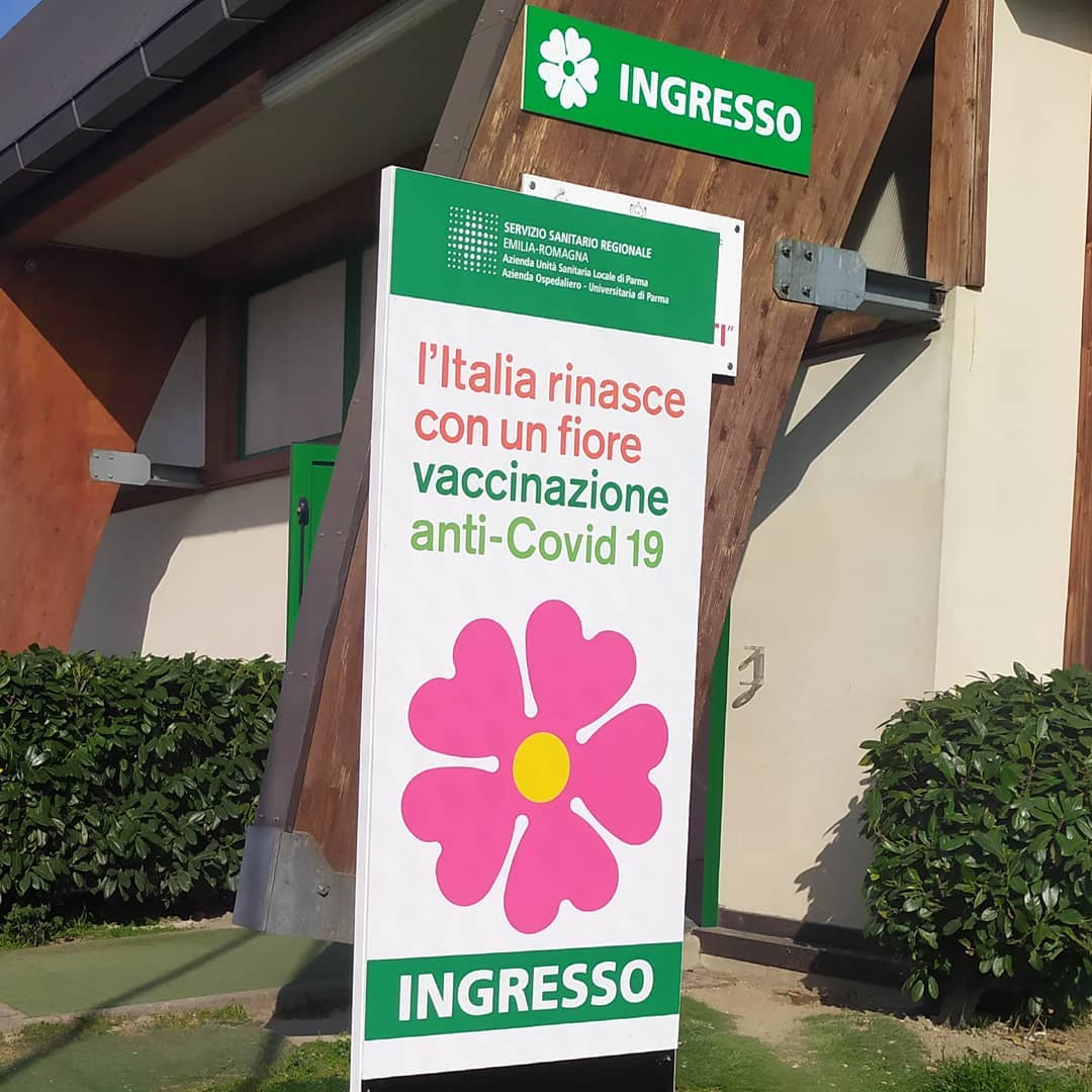 Vaccination sign at Parma
